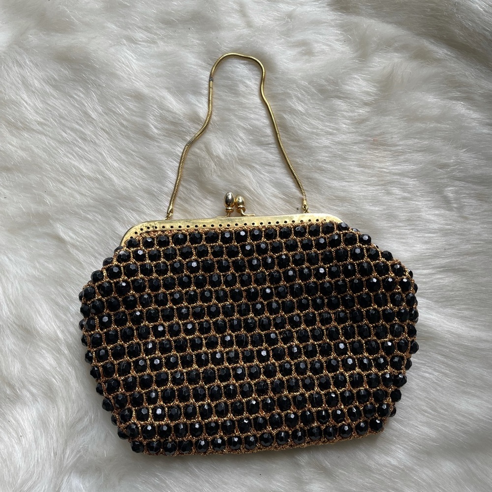 Vintage Black Beaded Marcus Brothers Handbag,